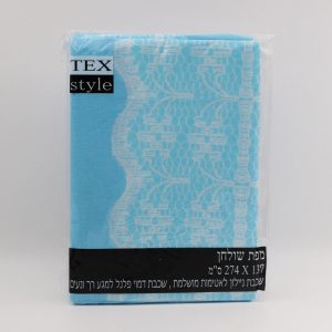 מפה תכלת עם ראנר מעוטר לב