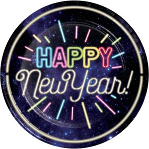 צלחות happy new year צבעוניות