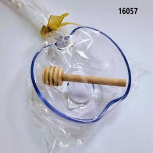 צלוחית דמוי חצי תפוח+מקל לדבש