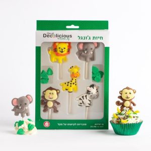 סוכריות לקישוט על מקל חיות ג'ונגל
