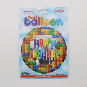 בלון בעיטור קוביות לגו, HAPPY BIRYHDAY