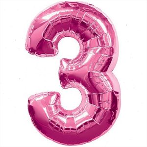 בלון סיפרה "3" ורוד פוקסיה