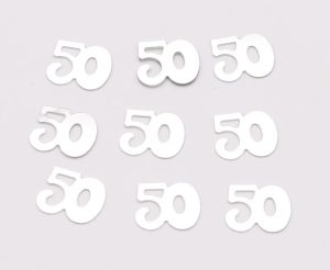 קונפטי כסוף לפיזור על השולחן - גיל 50