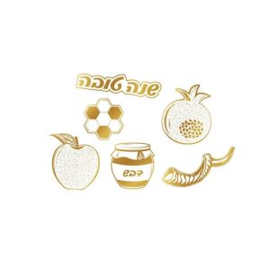 קישוטי שולחן לראש השנה לבן-זהב